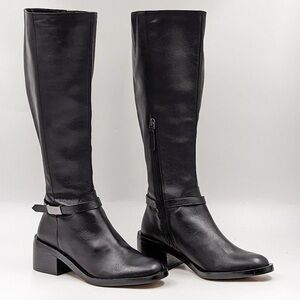 Linea Paolo Kamile Knee High Riding Boot Black Leather Tall Boots 5.5 Western